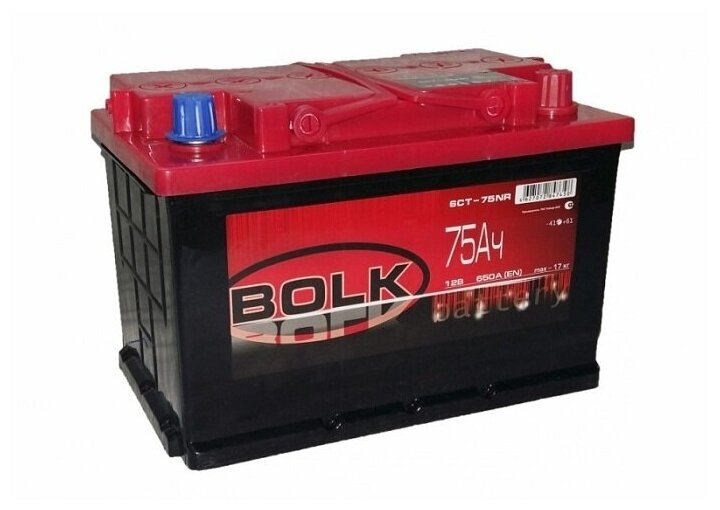 Аккумулятор Bolk Standart 75 А/Ч Обратная R+ 278x175x190 En650 А Россия BOLK арт. B 75-3-R