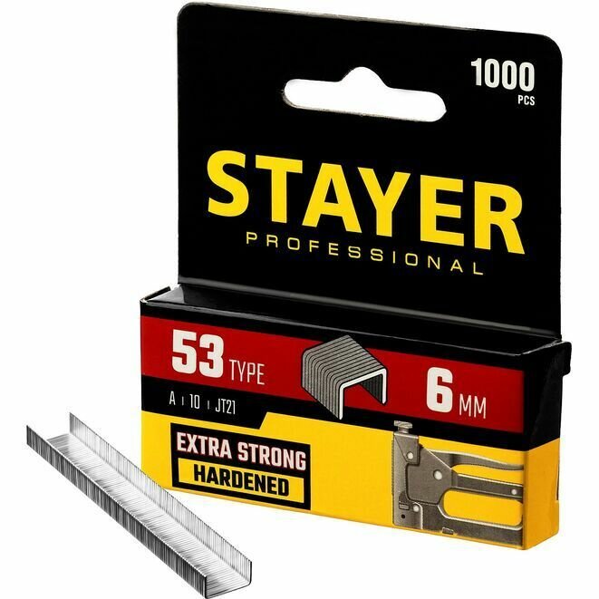Скобы для степлера STAYER 6 мм, тонкие тип 53 (A/10/JT21), 1000 шт. 3159-06_z02