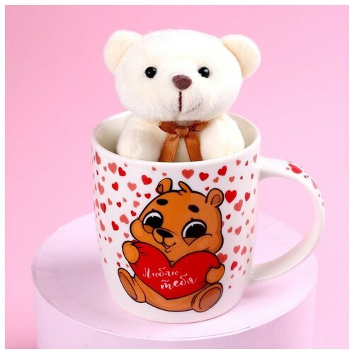 Набор Люблю тебя игрушка в кружке мишка цвет микс 629₽