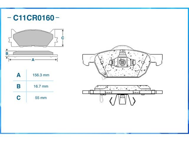 Колодки тормозные передние LOW METALLIC CWORKS C11CR0160 для Honda Accord Viii CU, Civic IX FB / FK, Civic X FC / FK - фотография № 1
