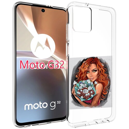 Чехол MyPads девушка-с-кокосовым-букетом женский для Motorola Moto G32 задняя-панель-накладка-бампер