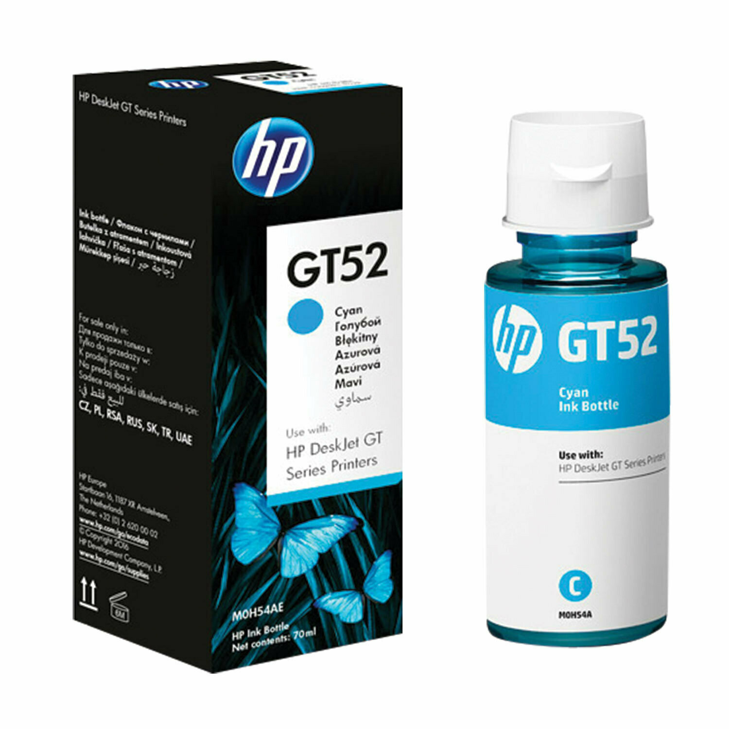 Чернила для принтера HP GT52 (M0H54AE), голубые, официальная гарантия