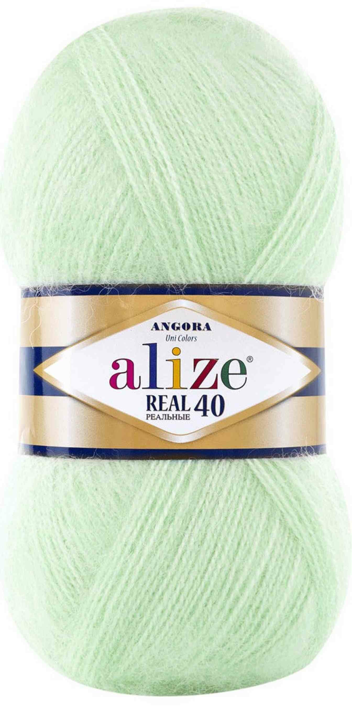 Пряжа Alize Angora Real 40 светлая мята (842), 60%акрил/40%шерсть, 430м, 100г, 1шт