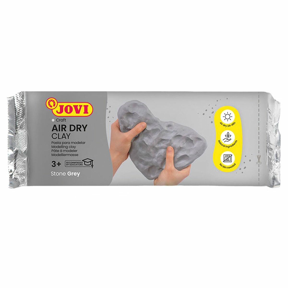 Паста для лепки Jovi отвердевающая, серая, 500г, вакуумный пакет (85G), 24шт.