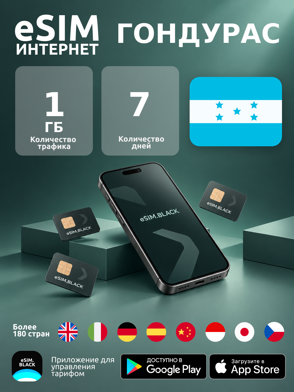 Гондурас/7 дней/1 ГБ - eSIM для мобильного интернета ( iPhone | Android ).