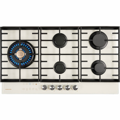 Встраиваемая газовая варочная поверхность HIBERG VM 9155 Y из закаленного стекла в бежевом цвете 2839800₽