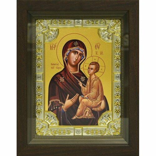 Икона Божья Матерь Тихвинская, 18x24 см, со стразами, в деревянном киоте, арт вк-665