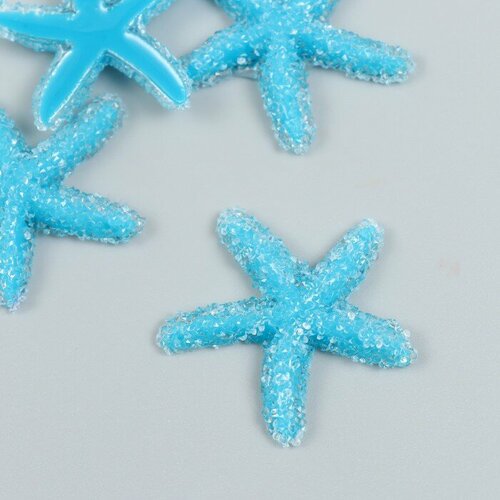 Декор для творчества пластик Синяя морская звезда сахарная 3,8х0,5х3,8 см 5 шт