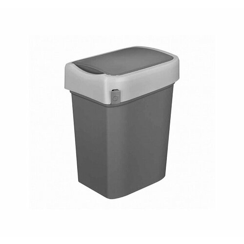 Контейнер для мусора 10л Smart Bin пластиковый прямоугольный с крышкой, серый