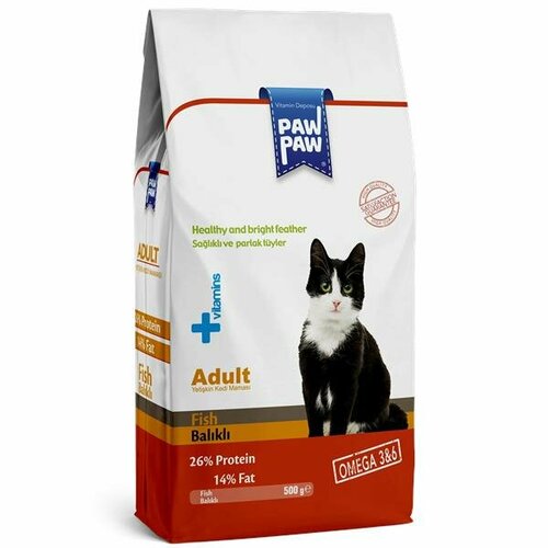 Pawpaw Adult Cat Food with Fish сухой корм для кошек с рыбой 500г