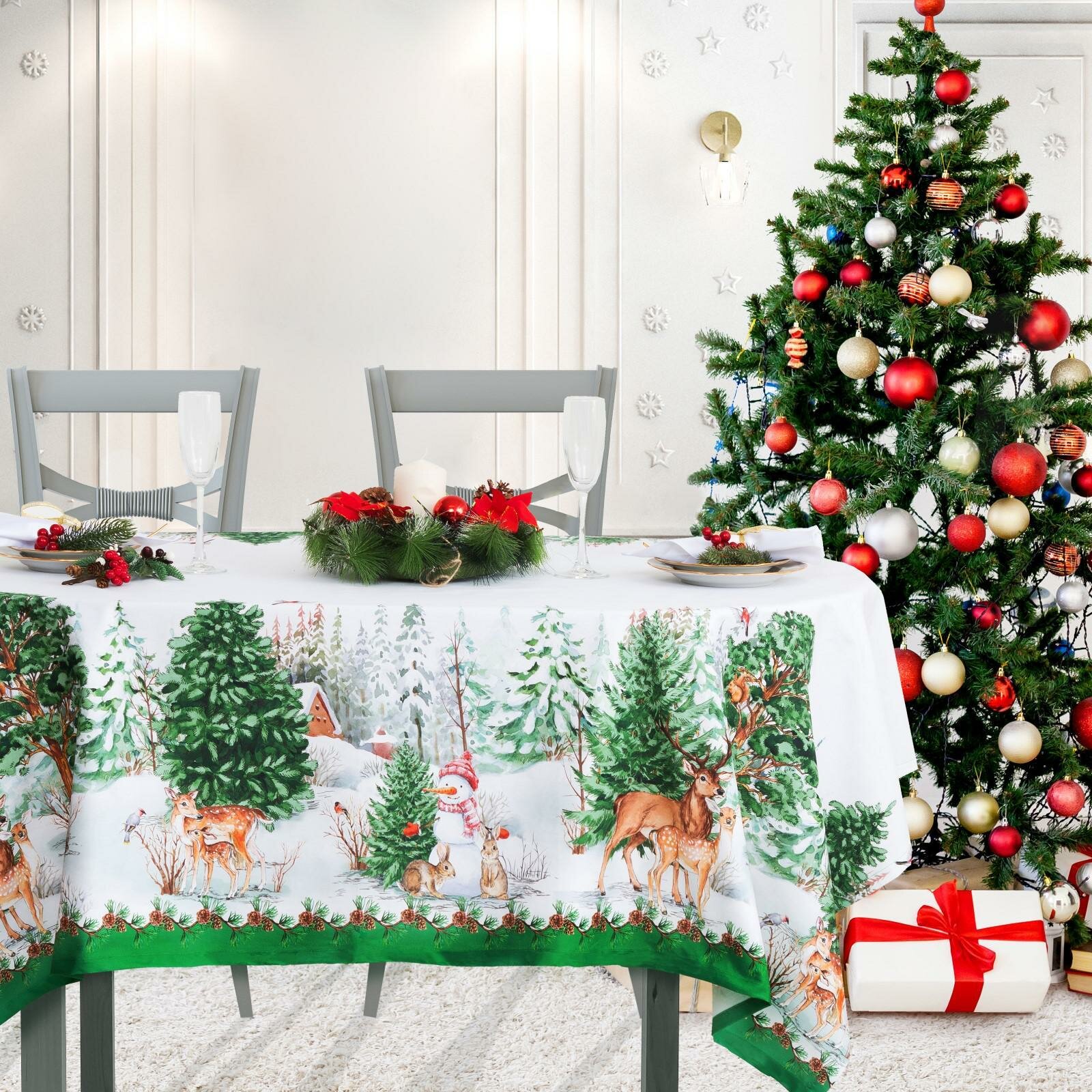 Скатерть на стол Этель Новогодний лес 150x110 см гмво хлопок саржа 190 гр/м2