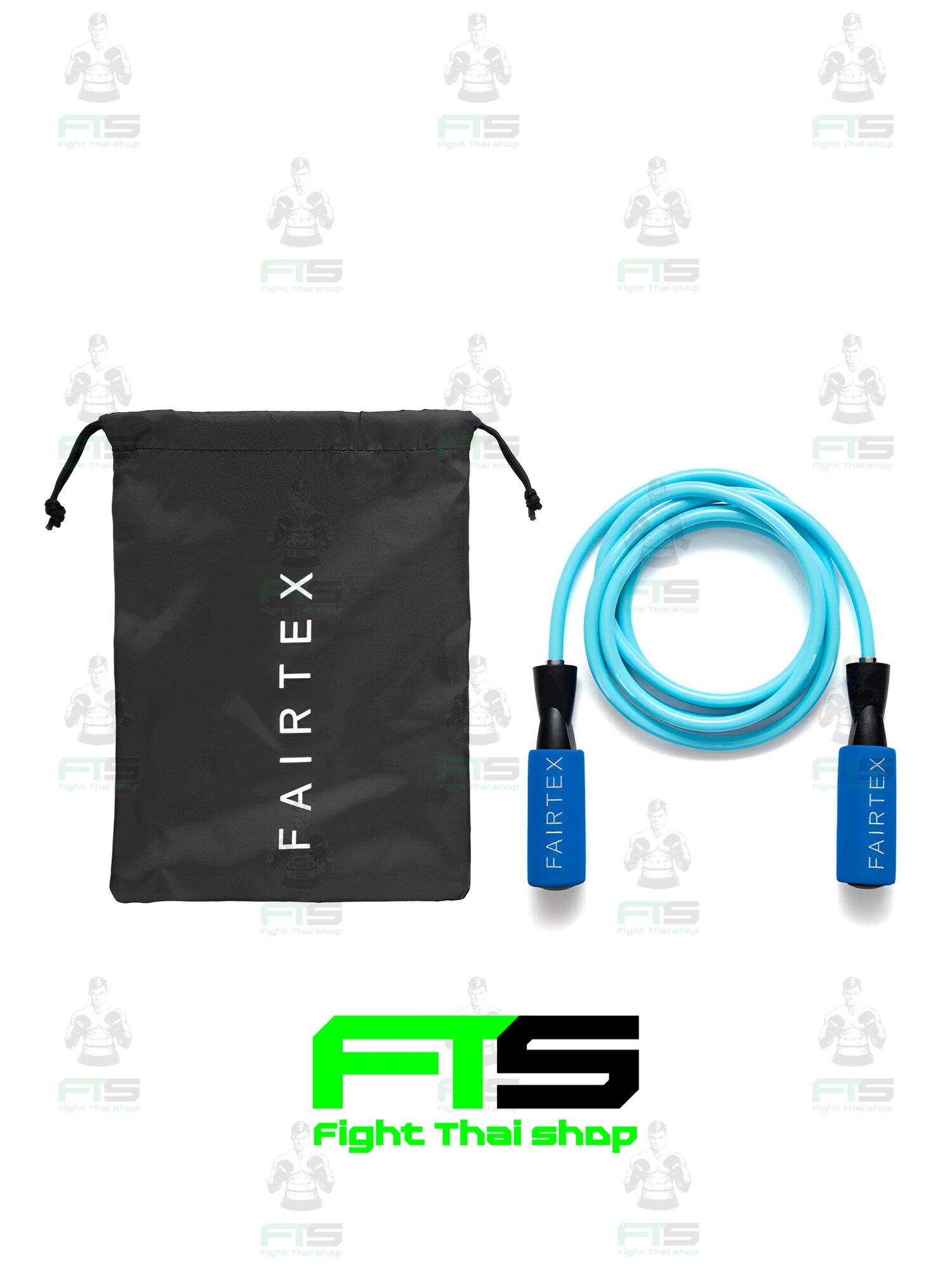 Скакалка Fairtex ROPE3 голубая, на шарикоподшипниках, регулируемая длина