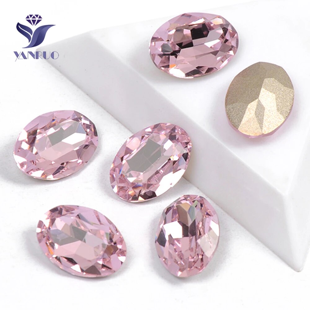 Стразы YANRUO овальные розовые 13x18mm 8Pcs