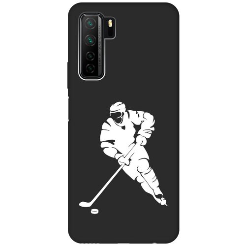 Матовый чехол Hockey W для Honor 30S / Huawei Nova 7 SE / Хонор 30с с 3D эффектом черный матовый чехол hockey w для honor 30s huawei nova 7 se хонор 30с с 3d эффектом черный