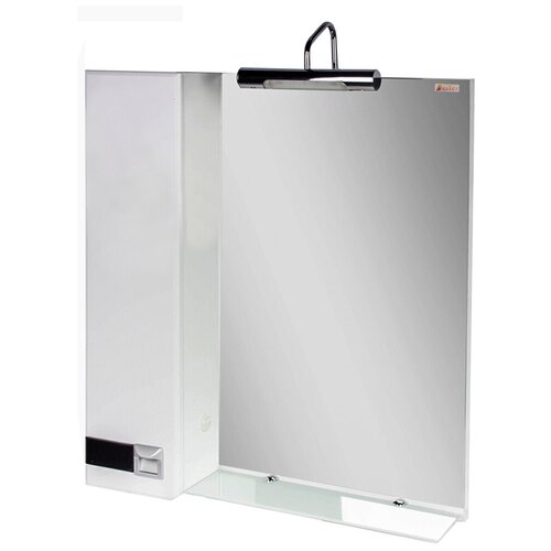 Зеркало-шкаф Фреш-60 с подсветкой, левый, 60х15х65 см, цвет бело-черный металлик, Bestex