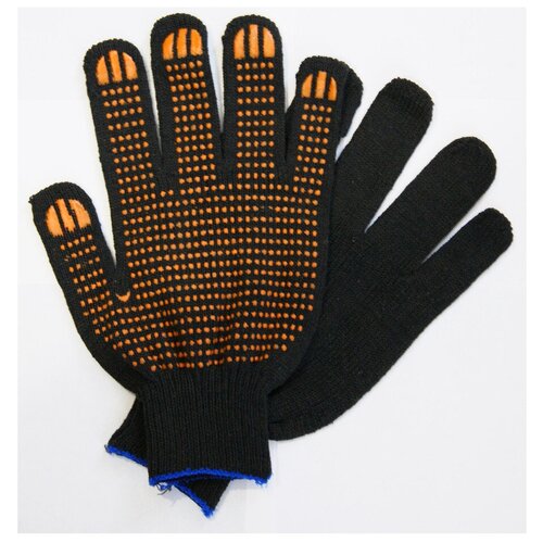 Перчатки рабочие ХБ , 10 пар,10 класс , ПВХ точка, 5 ниток, черные перчатки gloves хб 10кл 5 ниток с пвх покрытием черные 10 пар ppe 008