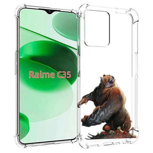 Чехол MyPads Медведь-жестокий для Realme C35 / Narzo 50A Prime задняя-панель-накладка-бампер