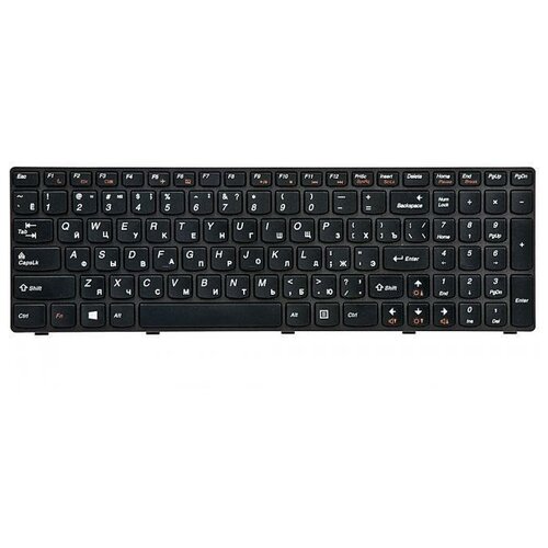 Клавиатура для ноутбука Lenovo для IdeaPad G580 G585 G780 Z580 Z580A Z585 Z780 V580 P580 P585 черная с серой рамкой гор Enter ZeepDeep 160700₽