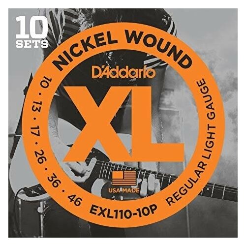 фото Струны для электрогитары 10 комплектов daddario exl110-10p d'addario