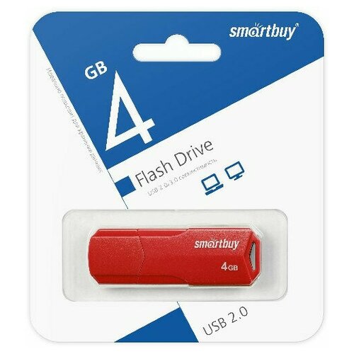 Флешка 4Gb USB 2.0 SmartBuy Clue, красный (SB4GBCLU-R)