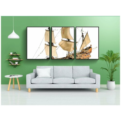 фото Набор модулных постеров для интерьера "макет, корабль, хобби" 60x90 см. в тубусе, без рамки lotsprints