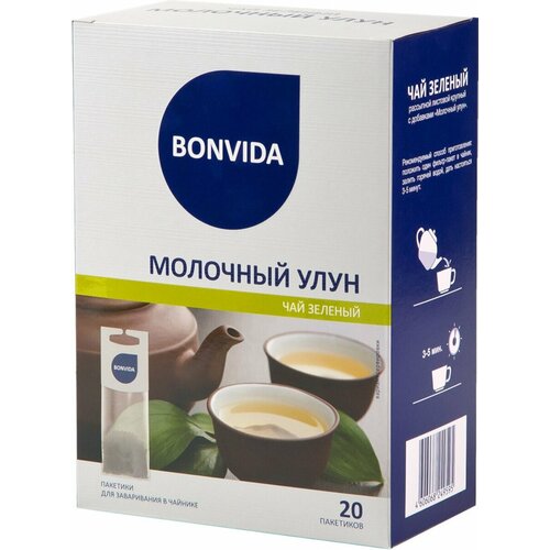 Чай зеленый BONVIDA Молочный Улун листовой, 20 пакетиков - 2 упаковки