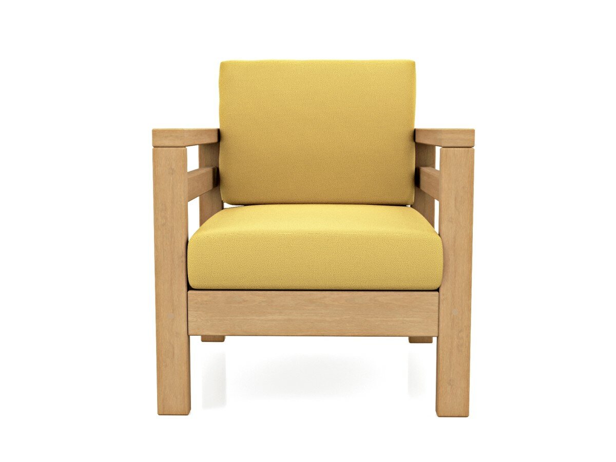 Садовое кресло Soft Element Бонни желтый, массив дерева, велюр, на террасу, на веранду, для дачи, для бани