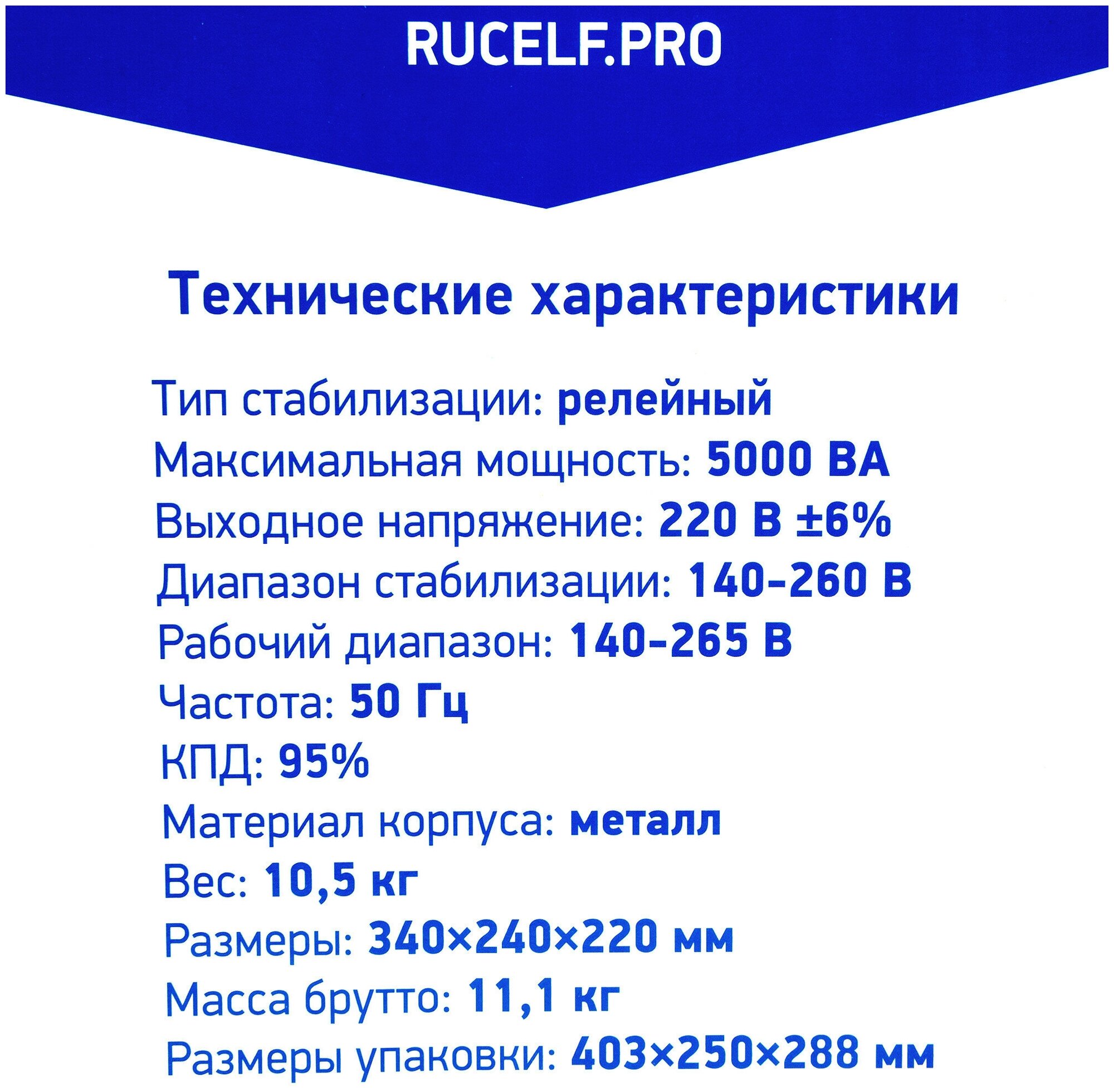 Стабилизатор напряжения переносной RUCELF SRF-5500 - фотография № 6