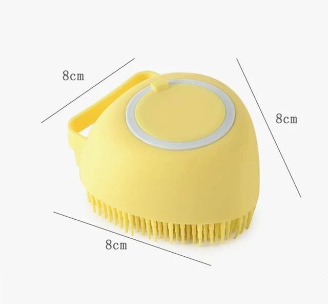 Щетка для мытья собак и кошек с дозатором / Мочалка для животных / Лапомойка , желтая - фотография № 2