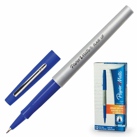 Ручка с волоконным пишущим узлом Flair UF, синий, цвет чернил синий, 0.5 мм, 1 шт. в блистере (уп. 2 шт)