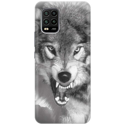 фото Ультратонкий силиконовый чехол-накладка для xiaomi mi 10 lite с принтом "волчий оскал" gosso