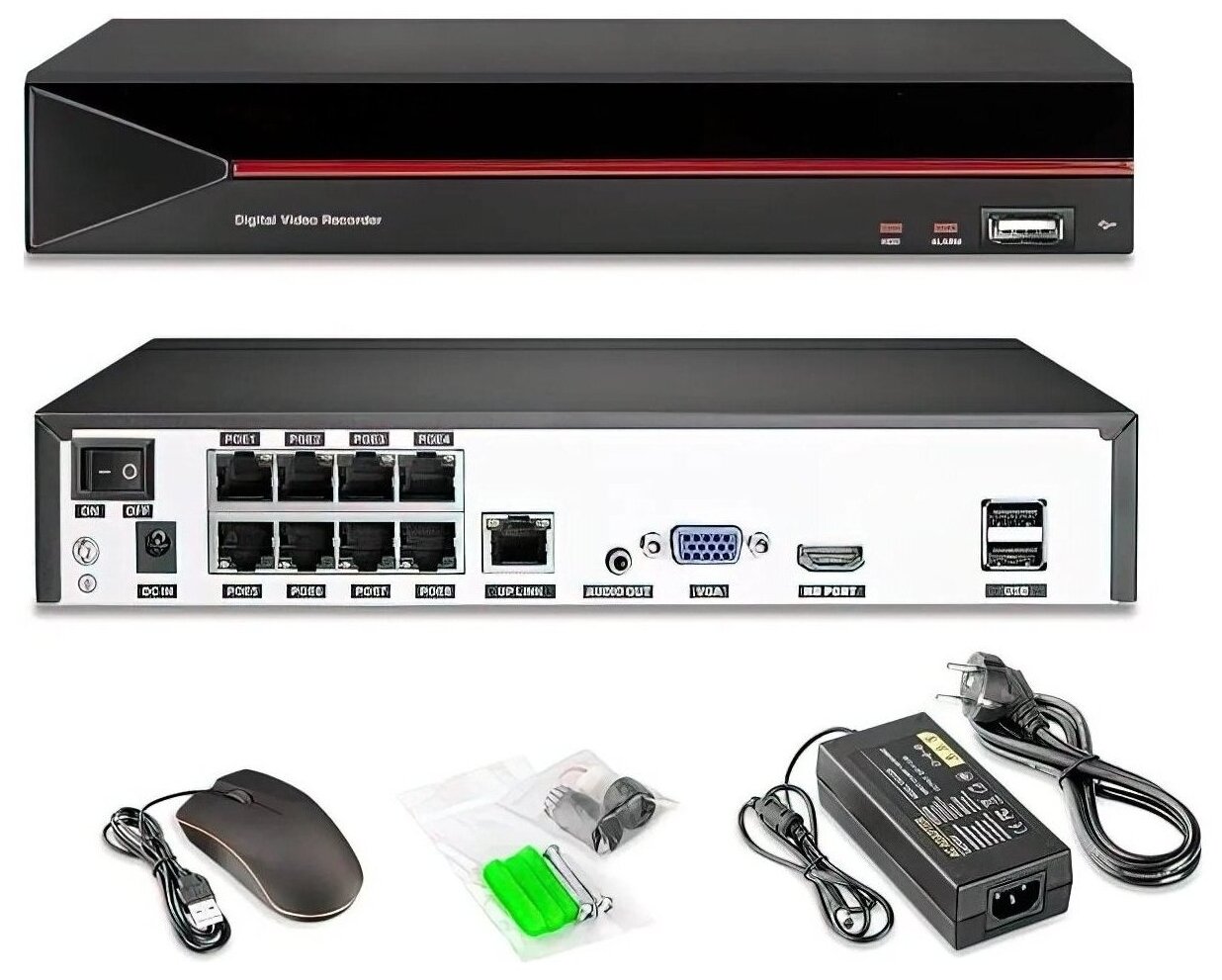 Цифровой IP POE комплект видеонаблюдения на 4 камеры 5Mp со звуком MiCam KIT-5044P