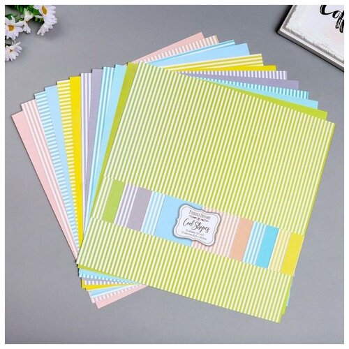 фото Набор бумаги для скрапбукинга "cool stripes " 12 листов, 30,5х30,5 см нет бренда