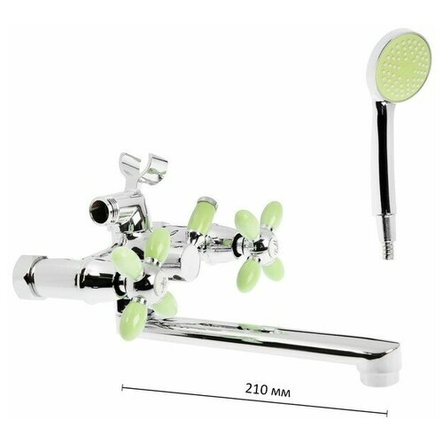 Смеситель для ванны Accoona A6482K, двухрычажный, зеленый/хром