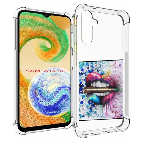 Чехол MyPads разноцветные губы с пулей для Samsung Galaxy A14 4G/ 5G задняя-панель-накладка-бампер