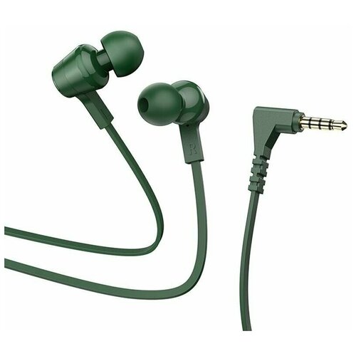 Наушники внутриканальные HOCO M86 Oceanic пластик силикон микрофон кнопка ответа регулятор громкости цвет зелёный 44100₽