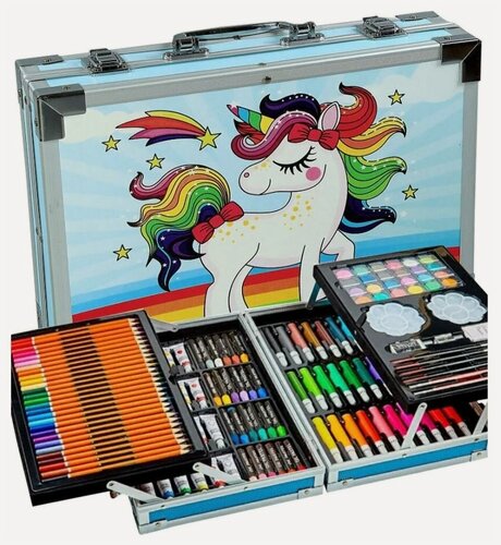 Изображение товара Набор для рисования / Набор для рисования в чемоданчике с Пони / Набор для рисования 147 предметов / Цвет голубой