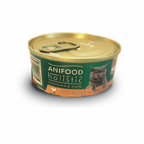 Влажный корм для кошек ANIFOOD HOLISTIC, курица с овощами, ломтики в желе (набор 6 шт)