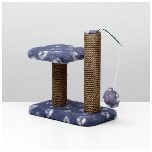 Когтеточка для котят двойная 30 х 20 х 34 см джут серая с лапками 1413₽