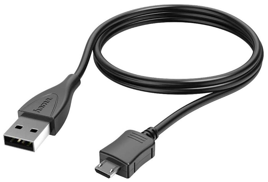 Кабель HAMA , USB A (m), micro USB B (m), 1м, черный - фото №1