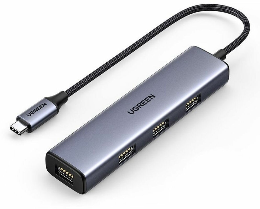 Хаб UGREEN CM473 (20841) USB-C to 4 x USB 3.0 Hub серый