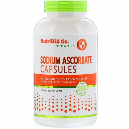 NutriBiotic Sodium Ascorbate 850 мг (Аскорбат Натрия) 250 капс (NutriBiotic)