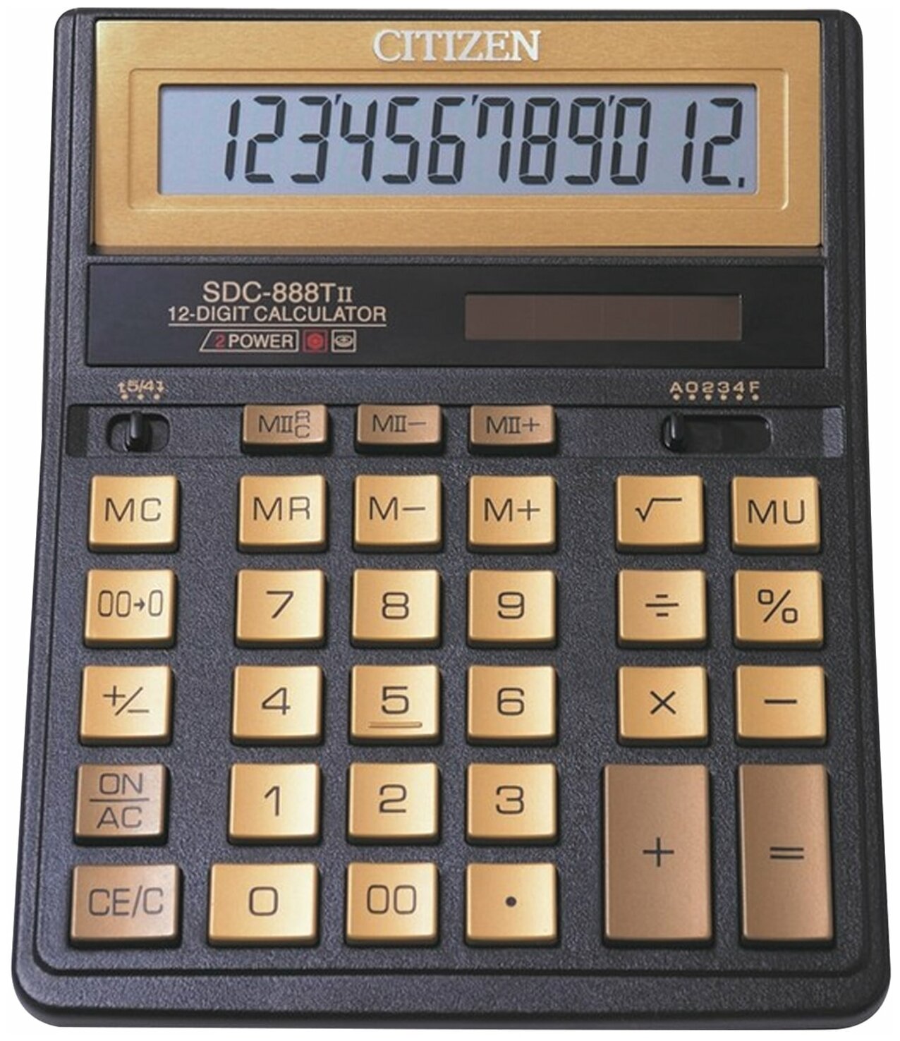 Калькулятор настольный CITIZEN SDC-888TIIGE (203×158) 12 разрядов двойное питание золотой