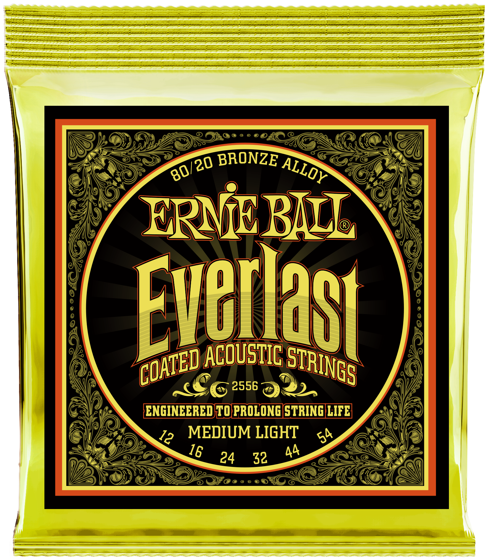 Струны для акустической гитары Ernie Ball 2556 Everlast 80/20 Bronze Medium Light 12-54, Ernie Ball (Эрни Бол)