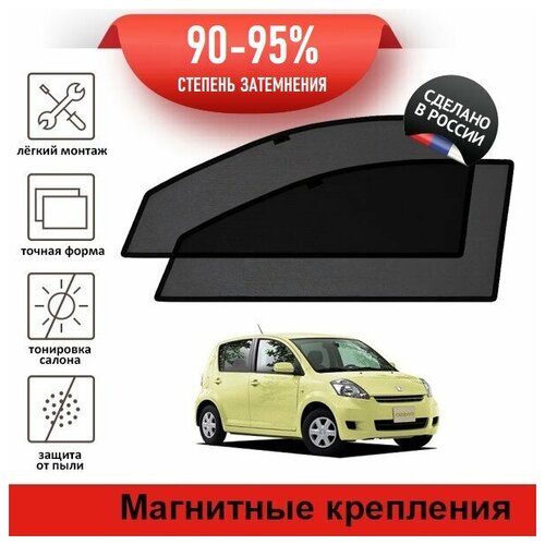 Каркасные шторки LATONIK PREMIUM на Toyota Passo 1 рестайлинг (XC10) (2006-2010) на передние двери на магнитах с затемнением 90-95%