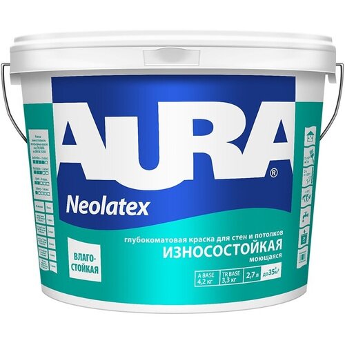Краска водно-дисперсионная Aura Neolatex для детской влагостойкая моющаяся глубокоматовая белый 2,7 л 2,7 кг