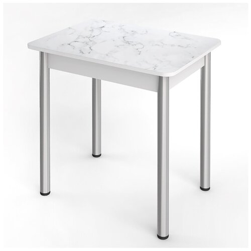 Стол пластиковый нераскладной для кухни и столовой, КЕА, цвет Белый мрамор