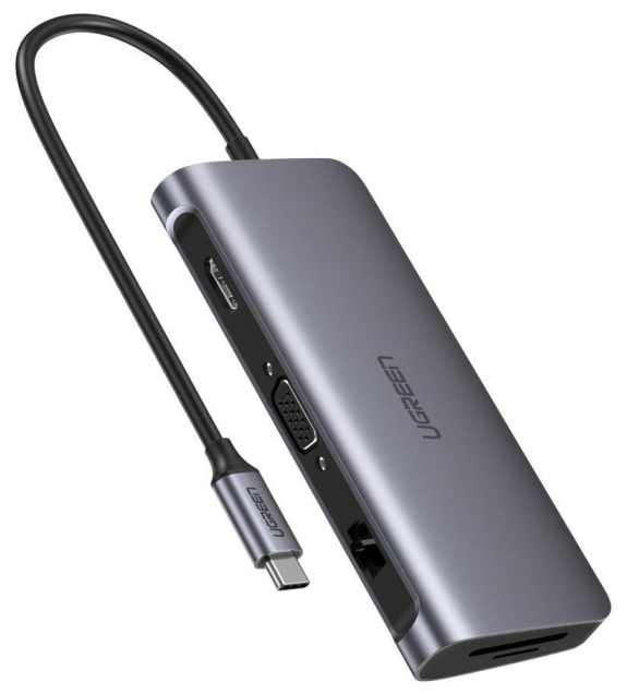 USB разветвитель Ugreen Hub 9 In 1 USB-C, серый (40873)