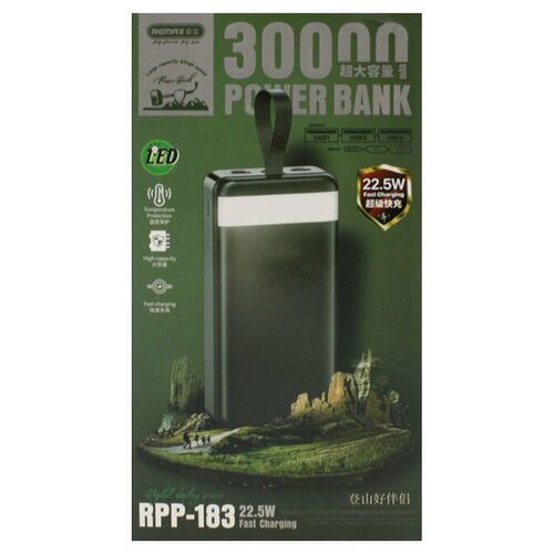 Внешний аккумулятор Remax 30000 mAh RPP-183 черный 225W 251200₽