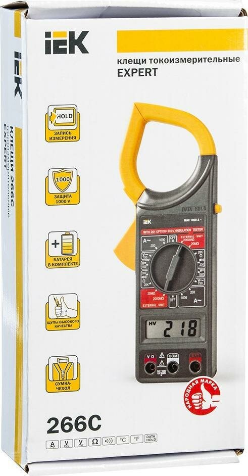 Клещи токоизмерительные Expert 266C IEK TCM-1C-266 - фото №15